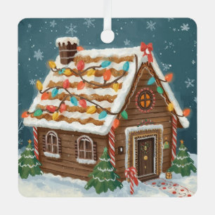 Metálico Adorno de Navidad de Casa de Pan de Jengibre Lindo