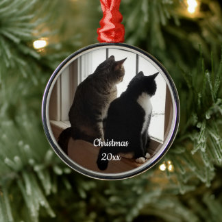 Metálico Adorno de Navidad de Gatos Tuxedo y Tabby en Venta