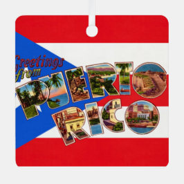 Metálico Adorno de Navidad de la bandera de Puerto Rico