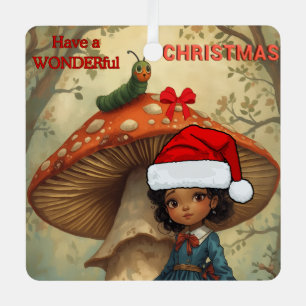Metálico Adorno de Navidad de la oruga de Alicia en el País