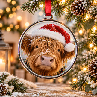 Metálico Adorno de Navidad de metal de vaca de Highland con