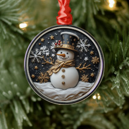 Metálico Adorno de Navidad de Muñeco de Nieve Elegante