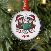 Adorno de Navidad de Nutrias Personalizadas Cálido