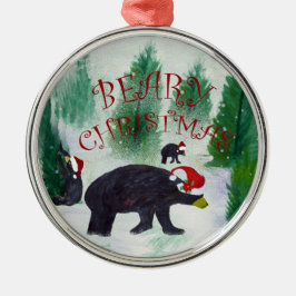 Metálico Adorno de Navidad de oso negro