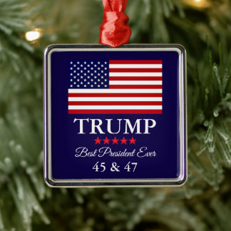 METÁLICO ADORNO DE NAVIDAD DE VIDRIO DEL PRESIDENTE DONALD