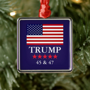 METÁLICO ADORNO DE NAVIDAD DE VIDRIO DEL PRESIDENTE DONALD