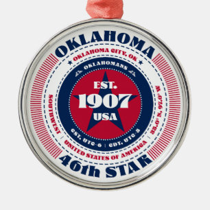 Metálico Adorno de Navidad del estado 46 de Oklahoma