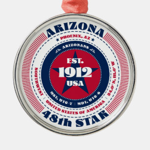 Metálico Adorno de Navidad del estado 48 de Arizona