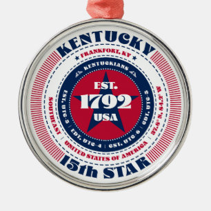 Metálico Adorno de Navidad del estado número 15 de Kentucky