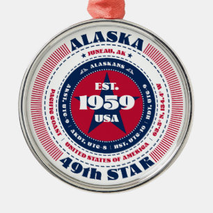 Metálico Adorno de Navidad del estado número 49 de Alaska