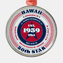 Adorno de Navidad del estado número 50 de Hawaii