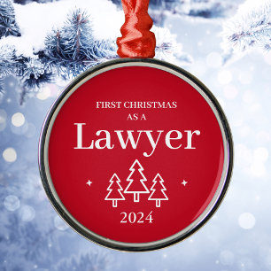 Metálico Adorno de Navidad Elegante Rojo 2026 Abogado