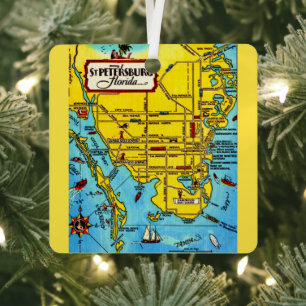 Metálico Adorno de Navidad Mapa de San Petersburgo