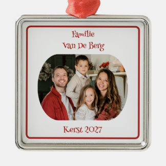 Metálico Adorno de Navidad para Familia con Foto y Apellido