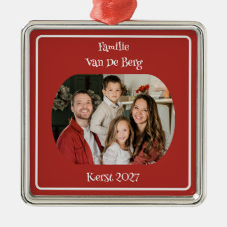 Metálico Adorno de Navidad para Familias con Foto y Apellid