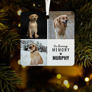 Metálico Adorno de Navidad para Mascota con 3 Fotos Árbol