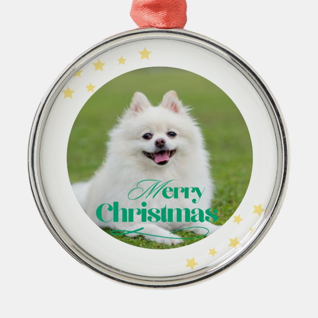 Metálico Adorno de Navidad Personalizado (Frente)