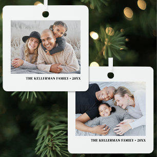 Metálico Adorno de Navidad personalizado con dos fotos en a