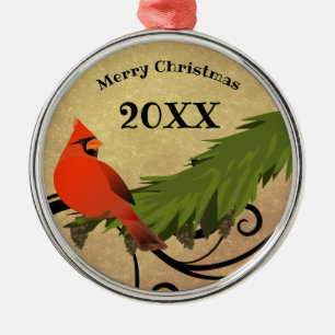 Metálico Adorno de Navidad Personalizado Pájaro Cardenal Ro