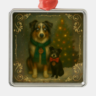 Metálico Adorno de Navidad - Recuerdo navideño de perro aco