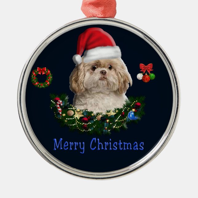 Metálico Adorno de Navidad Shitzu (Frente)