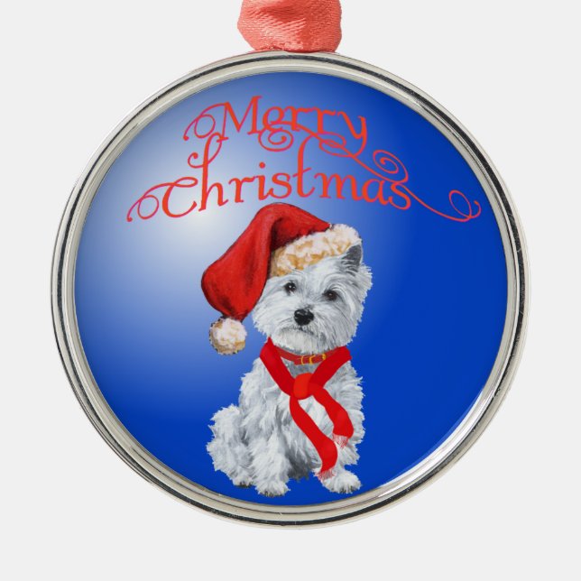 Metálico Adorno de Navidad Westie (Frente)