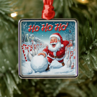 Metálico Adorno de Santa Boliche Candy Cane Lane Personaliz