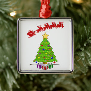 METÁLICO ADORNO DE **SANTA/RENOS Y ÁRBOL**