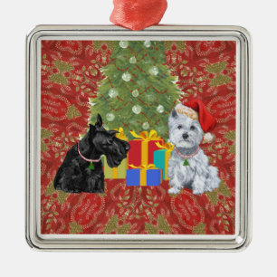 Metálico Adorno de Scottie y Westie