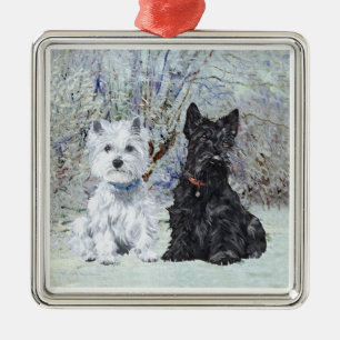 Metálico Adorno de Scottie y Westie