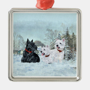 Metálico Adorno de Scottie y Westies
