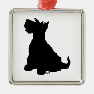 Metálico Adorno de silueta de perro Scottie