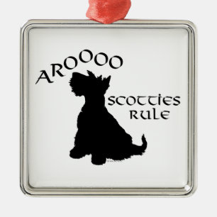 Metálico Adorno de silueta de perro Scottie