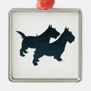 Metálico Adorno de siluetas de perro Scottie