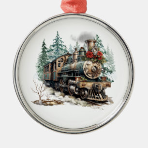 Metálico Adorno de tren de Navidad
