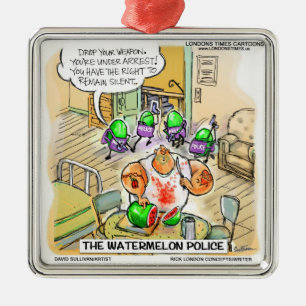 Metálico Adorno Divertido de Navidad Policía de Sandía
