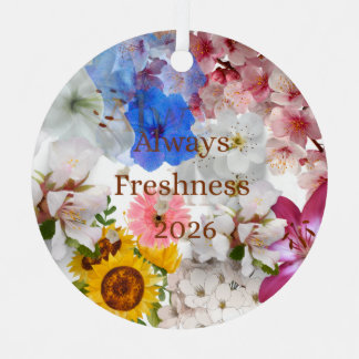 Metálico Adorno Floral Navidad Frescura Siempre 2026