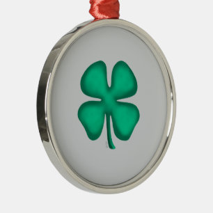 Metálico Adorno gris premium Lucky 4 Leaf Irish Clover