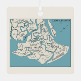 Metálico Adorno Mapa Isla Tybee Georgia 1906