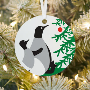 Metálico Adorno personalizado de pingüinos de Navidad