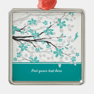 Metálico Adorno personalizado de rama y flores de magnolia