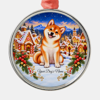 Metálico Adorno personalizado de Shiba Inu, nombre de perro