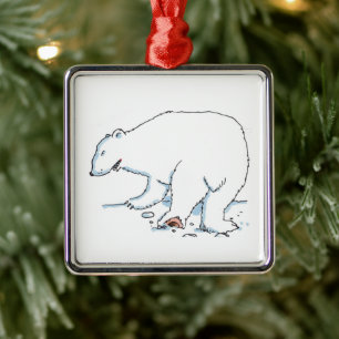 Metálico Adorno premium cuadrado de oso polar