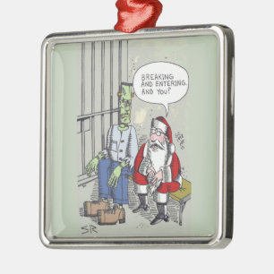 Metálico Adorno premium square Santa en la cárcel