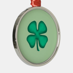 Metálico Adorno premium verde de trébol irlandés de 4 hojas