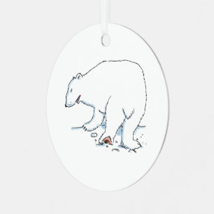 Metálico Adorno redondo de metal de oso polar
