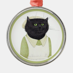 Metálico Adorno Redondo Premium GATA CRIADA DE COCINA