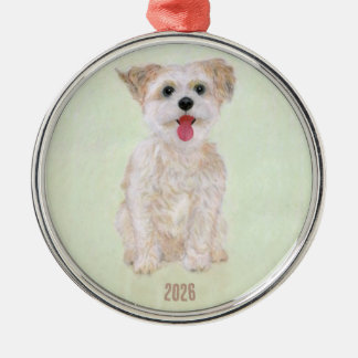 Metálico Adorno Redondo Premium Morkie