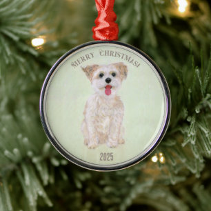 Metálico Adorno Redondo Premium Morkie