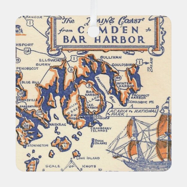 Metálico Adorno Vintage Camden Bar Harbor (Anverso)